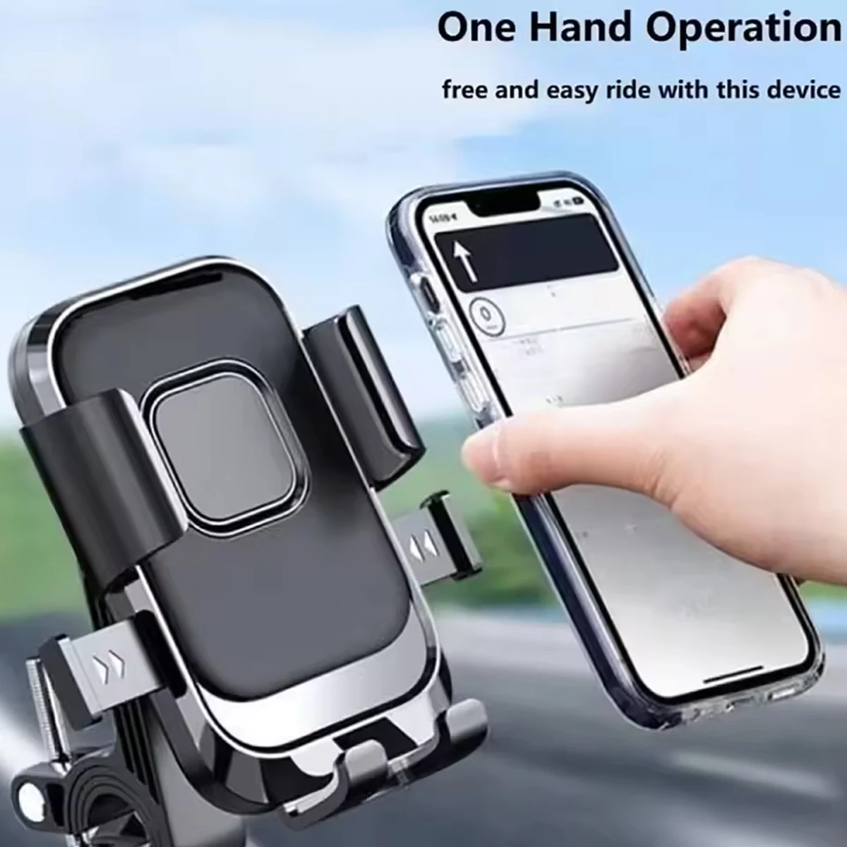 Phone Mount for E-Bikes, Mountain Bikes, and Motorcycles (Rearview Mirror Mount) – Suitable for Delivery Riders and Navigation