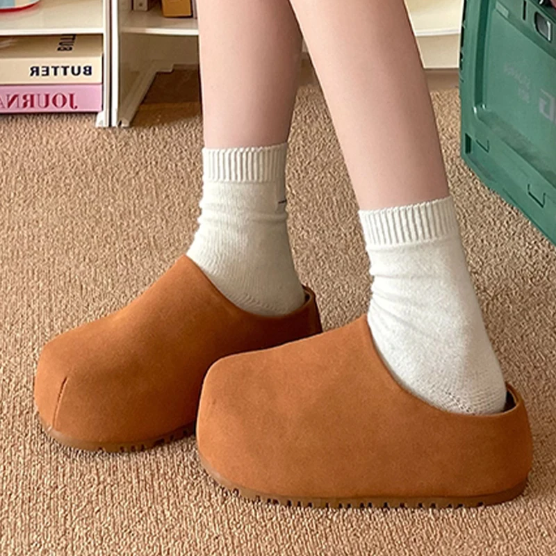 

Flats Platform Women Slippers Suede Slingback Mules Shoes for Woman Fashion Sandals Autumn 2025 New Trend Zapatillas De Mujer
