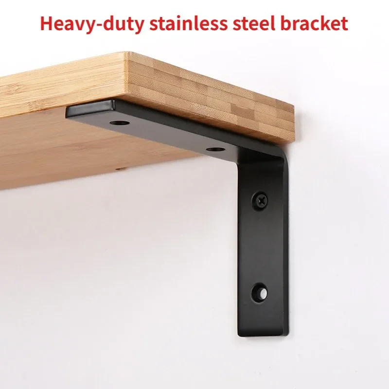 2PCS 90 Degree L Shape Stainless Steel Material Silver Black Color Wood Shelf Bracket Heavy Duty Wall Shelf Support