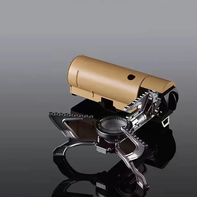 Estufa de Cassette plegable portátil para exteriores, para acampar, butano, alto fuego, estufa de Gas integrada todo en uno, cocina de campamento para mochilero