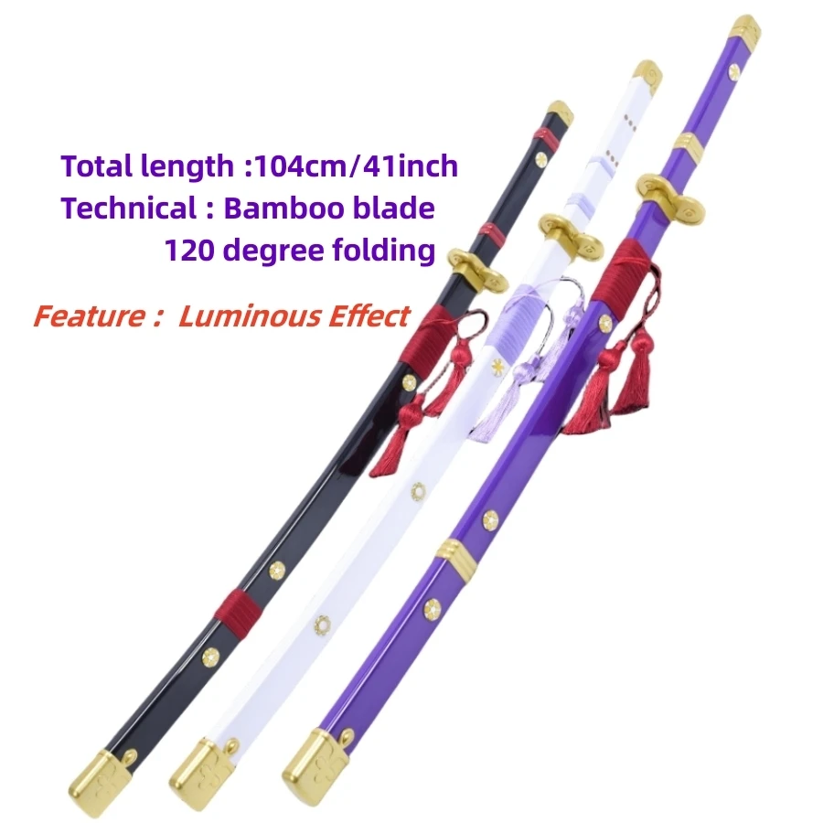 Roronoa Zoro Cosplay une pièce, couteau Ninja, Katana samouraï, ensemble de jeu de rôle, lame en bambou, épée pour le plaisir en plein air, 104cm/41 pouces