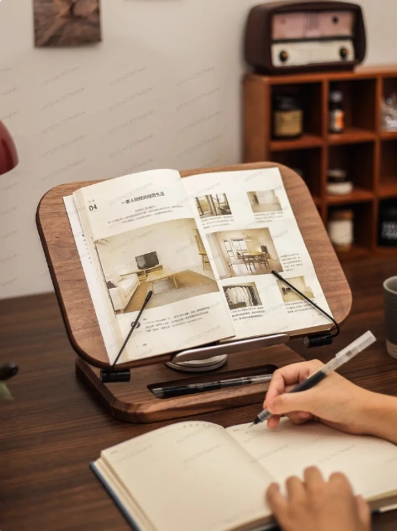 Black Walnut Solid Wood Reading Stand Student Reading Height Increase Stand Painting Book IPad Tablet Notes Portable