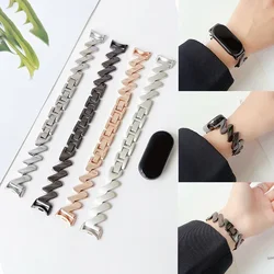 Stainless Steel Bracelet for Xiaomi Mi Band 8 7 6 5 Slim Wave Metal Strap for Mi 7 8 Watch Band Replacement Wristband Accessorie