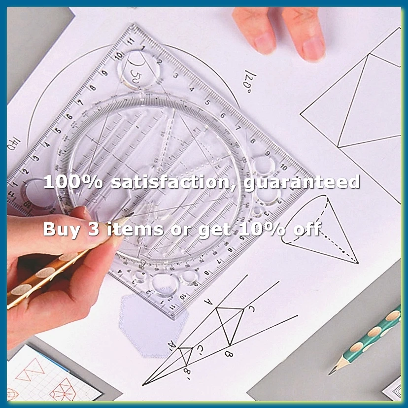 Multifunctional Circle Drawing Template, Geometric Drawing Tool, Measuring Ruler, Rotatable Angle-AD33