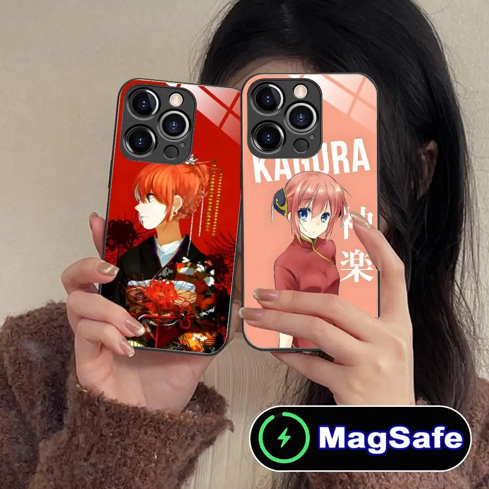 

Gintama Kagura Mobile Cell Phone Case for iPhone 17 16 15 14 13 12 11 Air Pro Max Plus Mini MagSafe Glass Colorful Cover Pretty