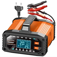 Cargador de Batería Portátil FOXSUR 0.5A-20A para ATV, Motocicleta y Automóvil, 12V24V, para Baterías de Litio, AGM, GEL, Plomo-Ácido, LiFePO4, Cargadores de Batería Inteligentes