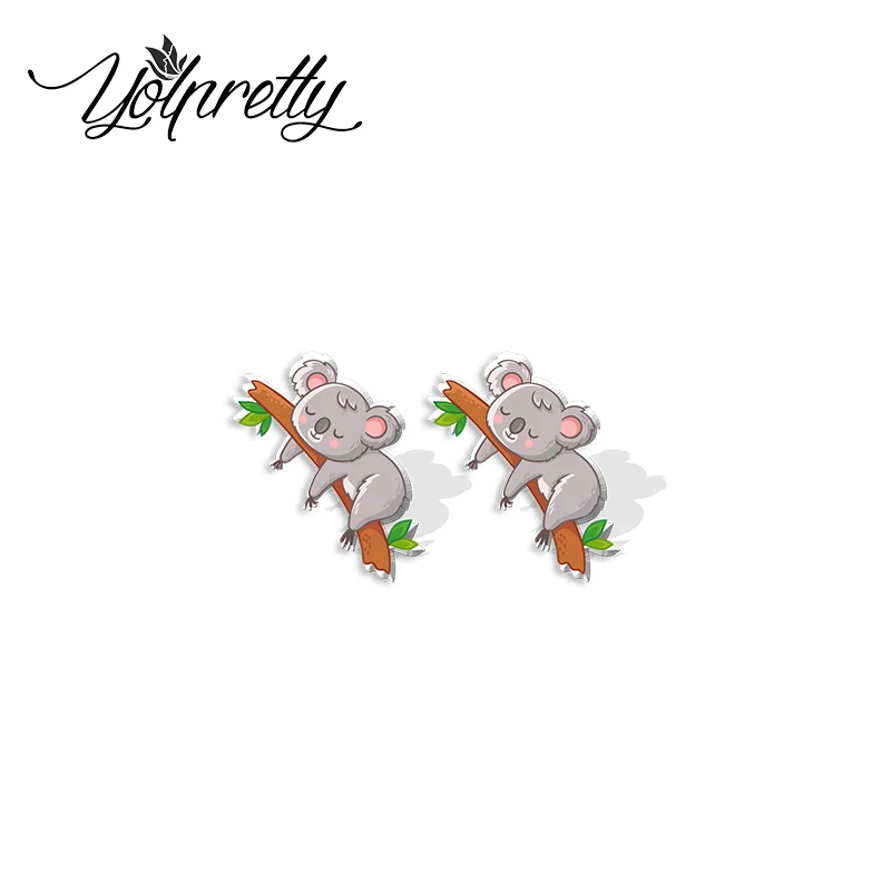 2022 New Arrival Fashion Cute Koala Mother and Baby Epoxy Stud Earrings Handcraft Acrylic Resin Earrings