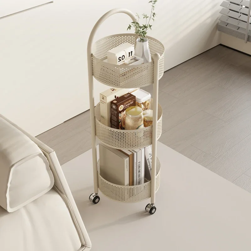 

Nordic Style Wheeled Trolley Home Organizer with Multi-Layer Large Capacity Storage Rack Light Luxury Household Design