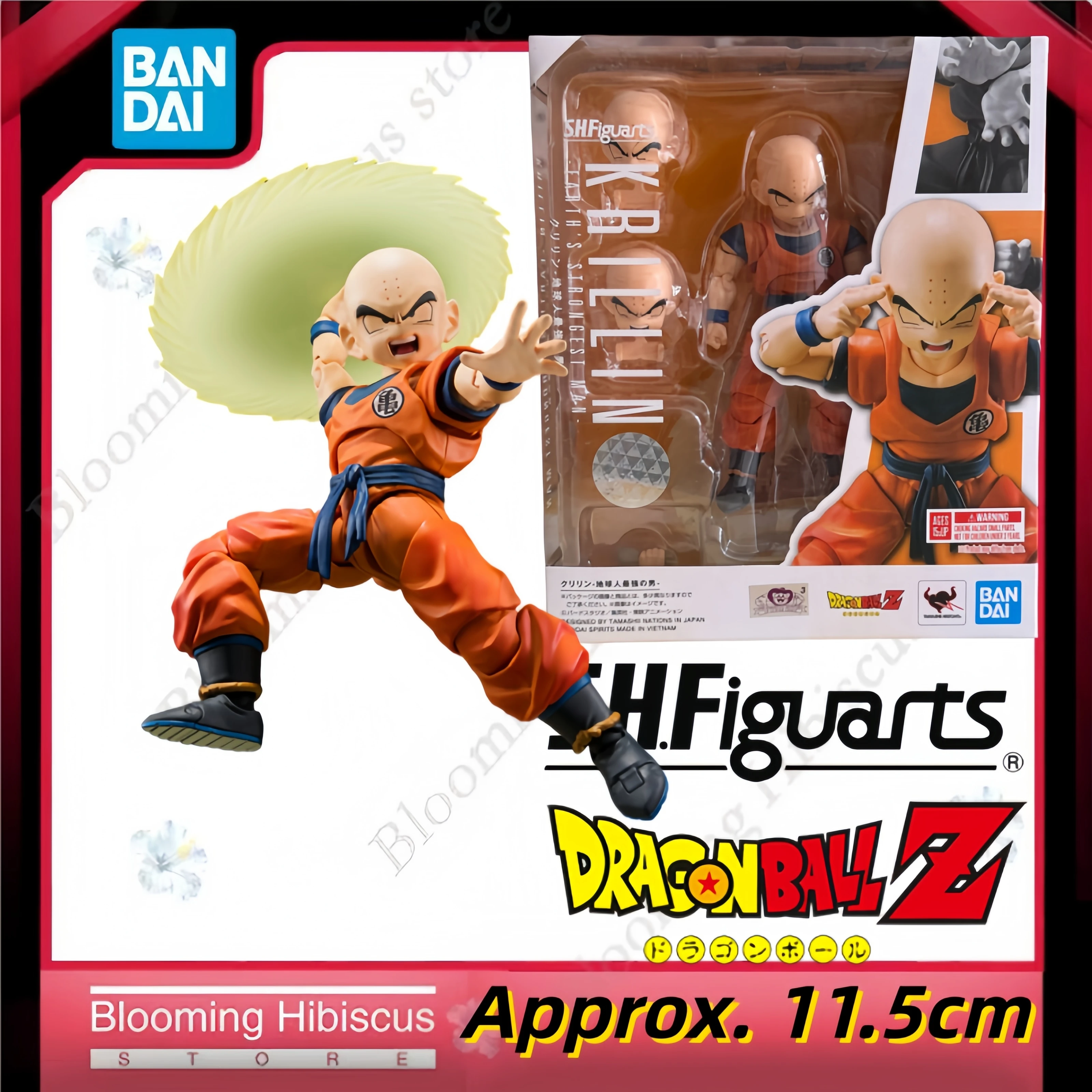

Authentic Bandai Original SHF Krillin 2.0 Earth's Strongest Man Dragon Ball Z 11.5cm Action Figure Anime Dolls Model In Stock