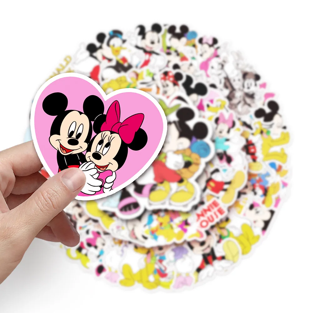 Pegatinas Kawaii de Mickey Mouse para niños, calcomanías de dibujos animados para teléfono, papelería para álbum de recortes, Graffiti, juguete para niños, 10/30/50 piezas