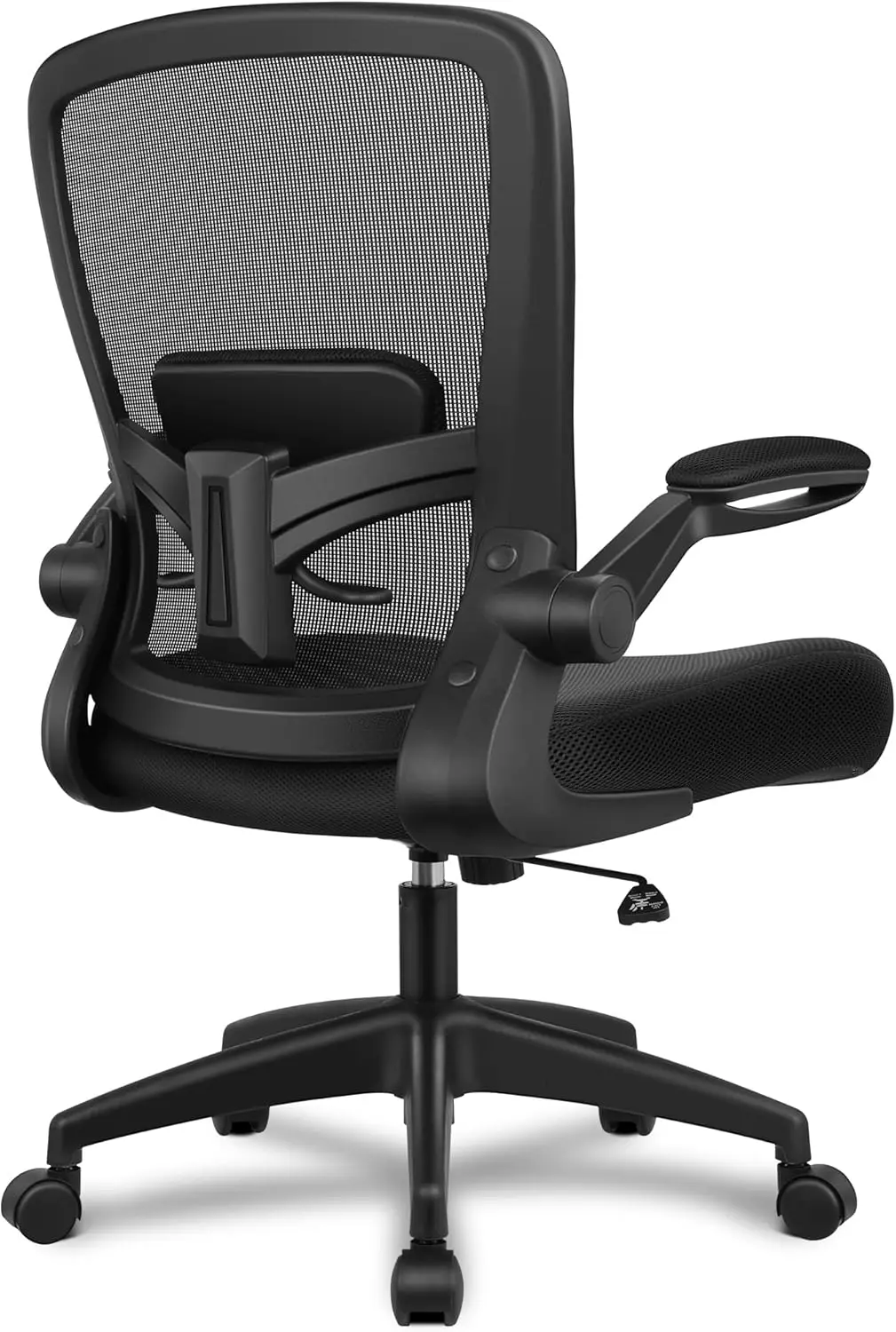 Ergonomic Mesh Office Chair with Lumbar Support, Adjustable High Back, Flip-up Armrests, Swivel Computer Desk Chair, Black