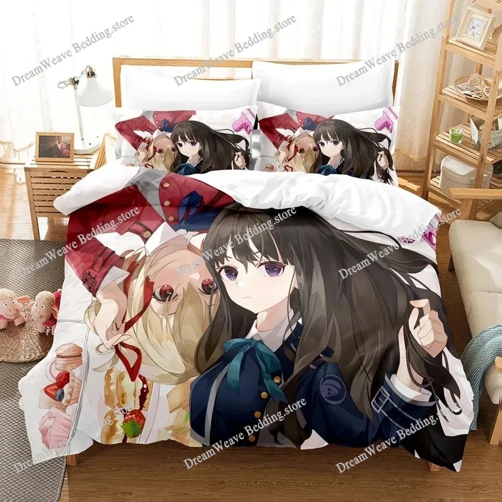 

3D Print Anime Lycoris Recoil Bedding Set Duvet Cover Bedroom Comforter Covers Single Twin King _Size Quilt Cover Home Textiles9