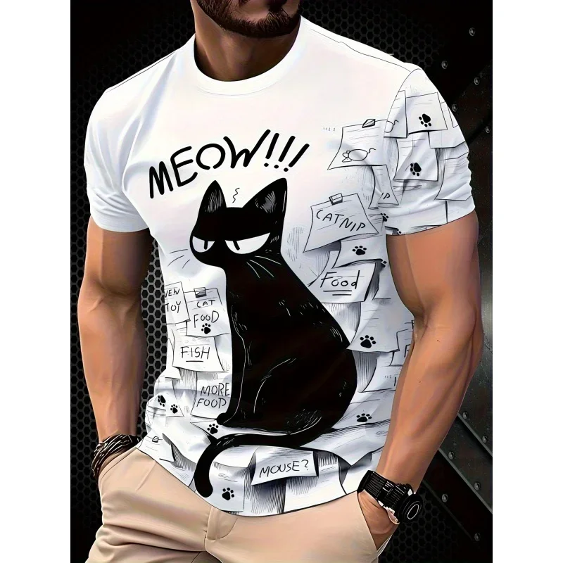 Lustige Cartoon-Katzen T-Shirts Tier 3D-Druck Herren Damen Kurzarm T-Shirt Übergroße Street Harajuku Y2K Tops Tees Herrenbekleidung