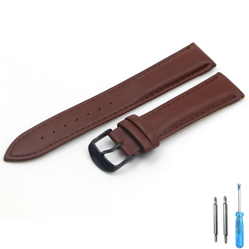 Calfskin Leather Watchband Soft Material Watch Band Wrist Strap 18mm 20mm 22mm 24mm With Silver Stainless Steel Buckle