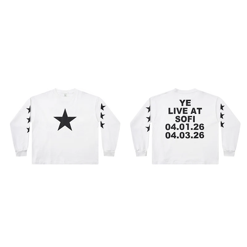 YZY Bully Long Sleeve T-Shirt Vintage Trendy Kanye West Style Flag