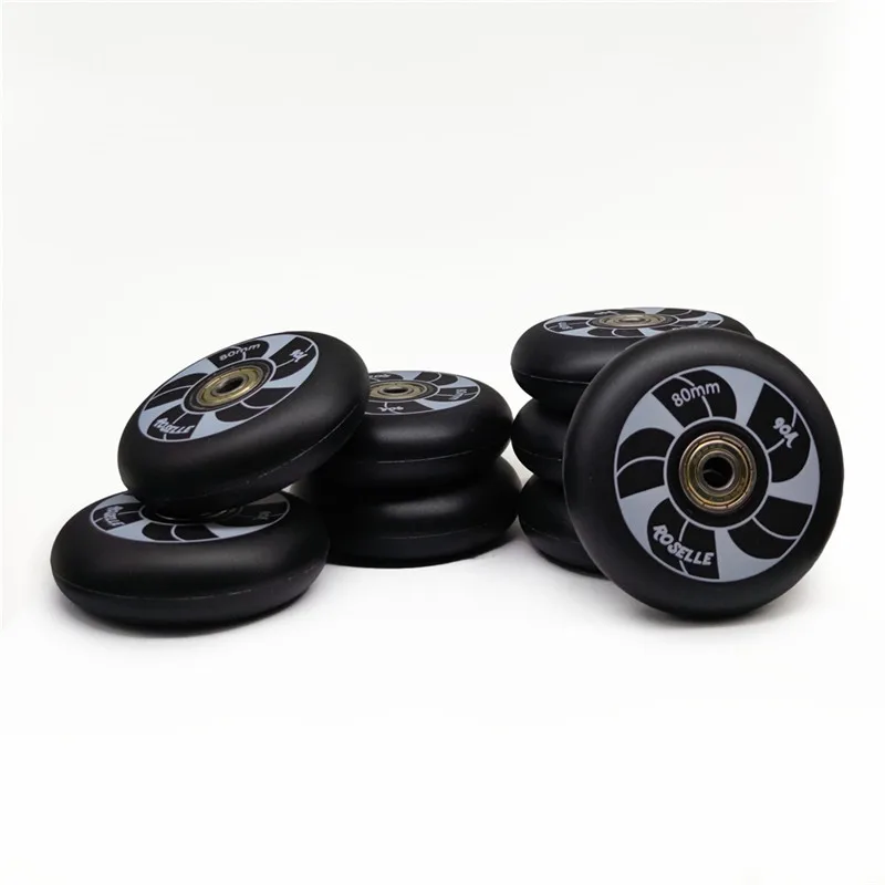 90A Full Meat Fat Inline Skates Tire with 72mm 76mm 80mm White Black All-meat Slalom FSK Roller Skating Wheels abec7 608 Bearing