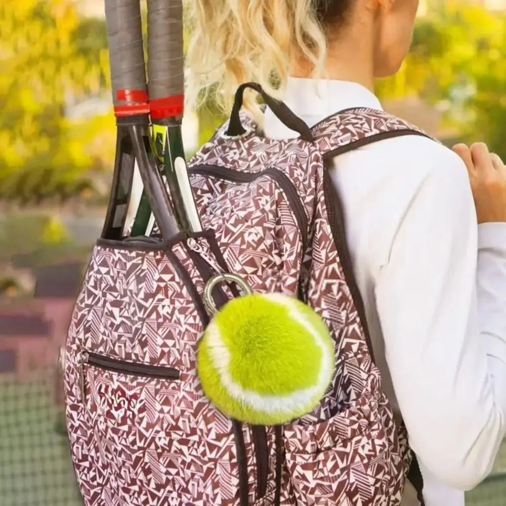 Portable Soft Tennis Keychain Fluffy PomPom Premium Texture Bag Charm Car Ornament Daily Gift