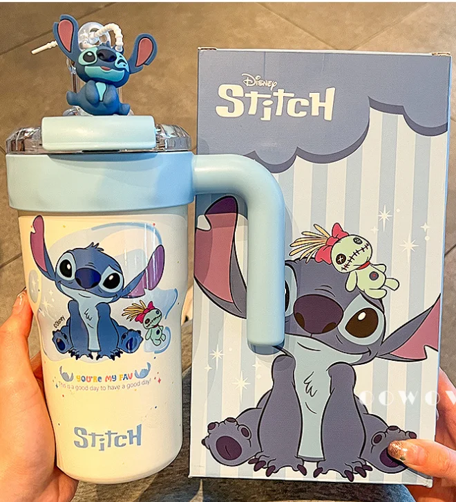 

Чашка-термос Disney из нержавеющей стали, чашка для зимней рыбалки, сепаратор для чая и воды, портативная соломенная чашка большой емкости для офисных студентов