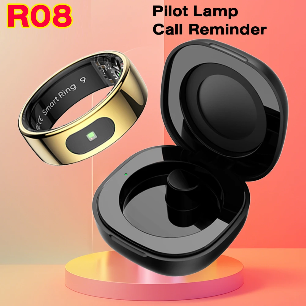 

TOP R08 Smart Ring Men Women Charging Case Skin Temperature Sleep Monitor 5ATM Waterproof Music Video Control Rings Finger