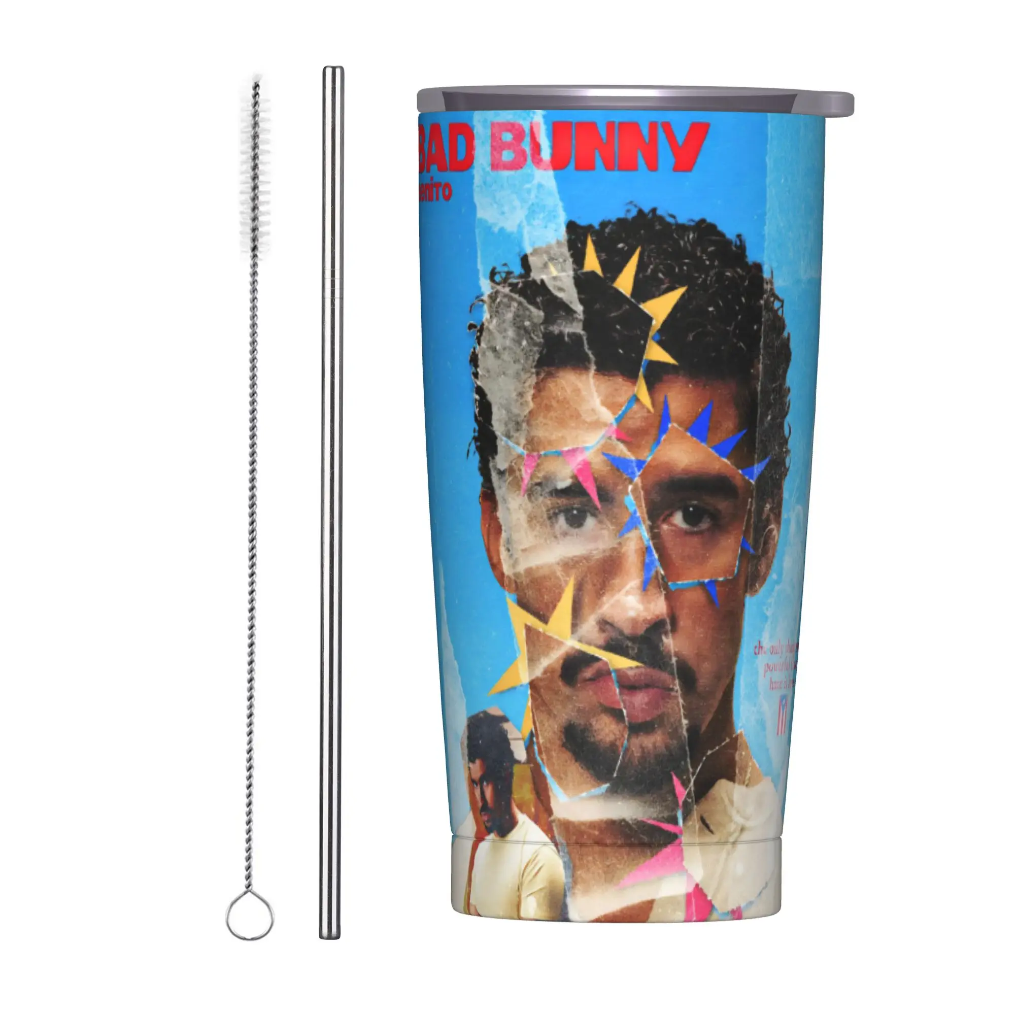 Bad Bunny DTMF Tour 2026 Tumbler Vacuum Insulated  Thermal Cup Vacuum Flask Office Home Mugs Spill Proof 20oz