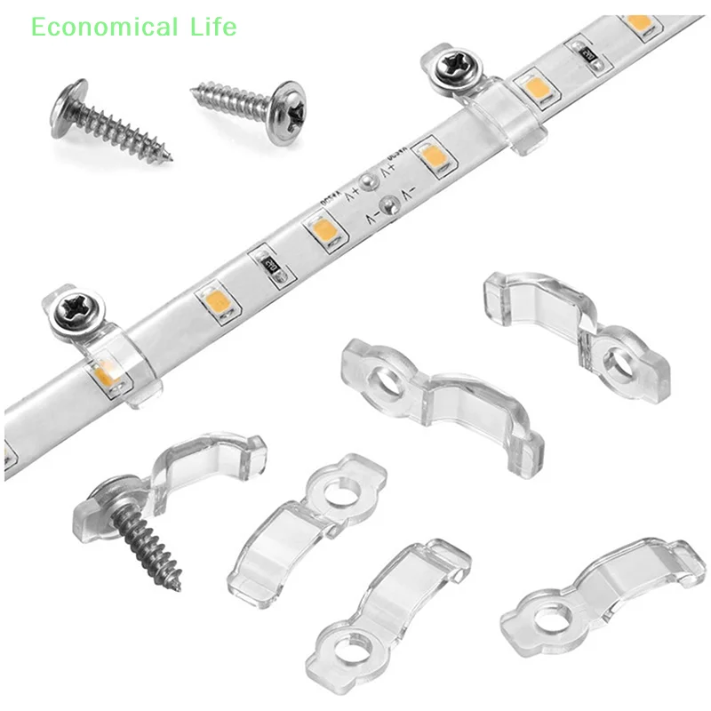 50Pcs Mounting Brackets Clip Side Fixing Clips With Screws 10MM For 5730/5050/2835/3014 SMD LED Waterproof Strip Light