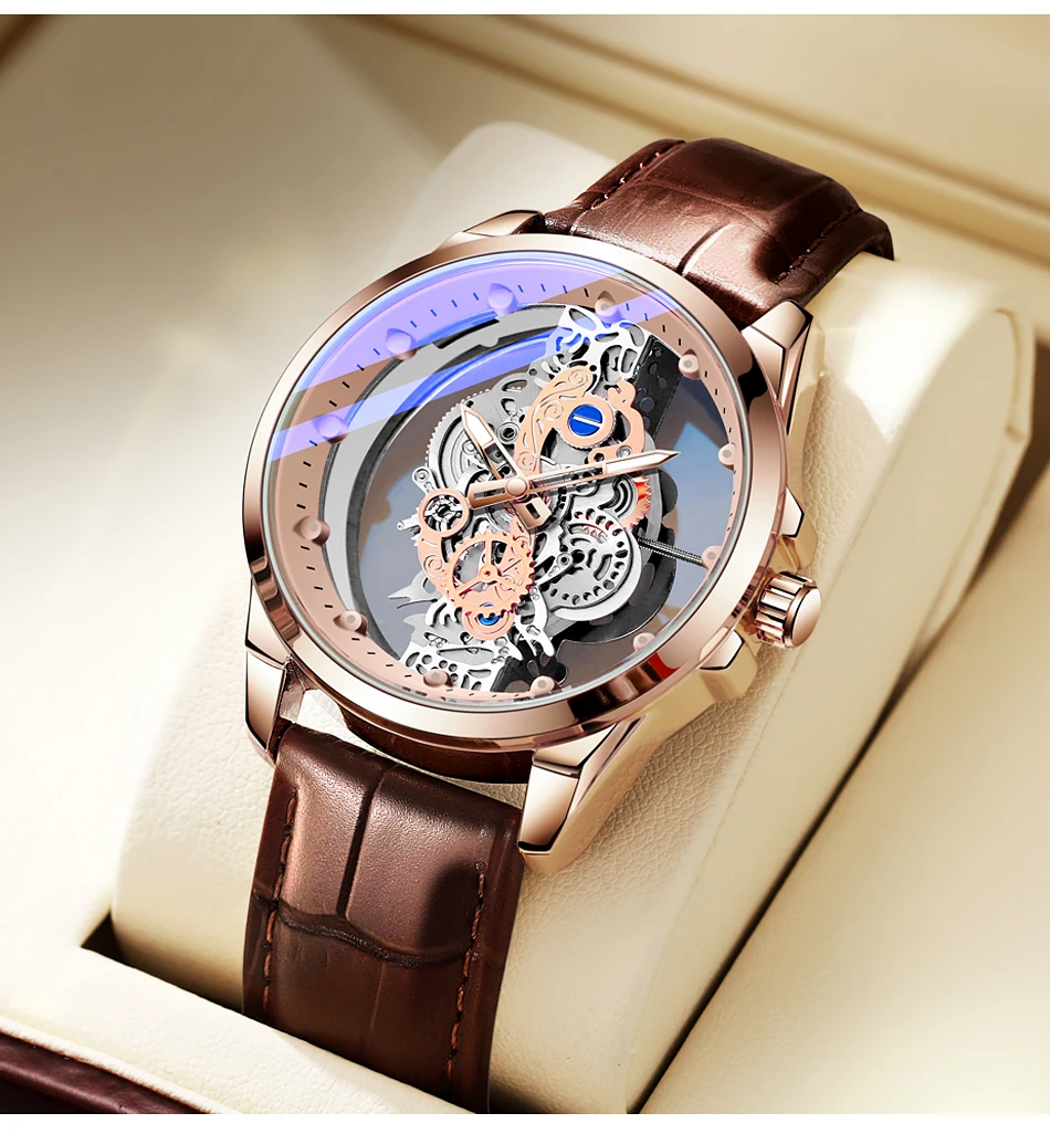 TPW Hot Trendy Fashion Wholesale Men Golden Skeleton Automatic Quartz Wrist Watches Luxury 2024