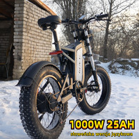 EU STOCK GUNAI 1000W Electric Ebikes Brushless Motor, 20 Inch Adult Fat Tire 7 speed 48V 25Ah Battery Off-Road Mountain Bicycle