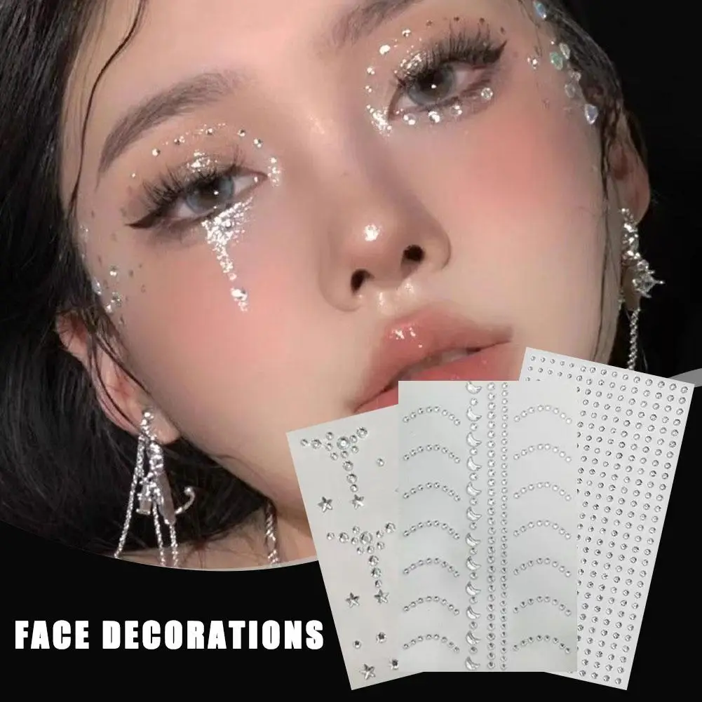 Coreano Diy ojos cara autoadhesivo pegatinas de diamantes falsos joyas Festival diamante belleza tatuaje arte decoración cuerpo temporal Sti L6T9