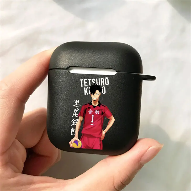 Bonita funda de silicona negra para auriculares inalámbricos con Bluetooth, Anime japonés Oya Haikyuu Love, voleibol, AirPods 12, 3 Pro