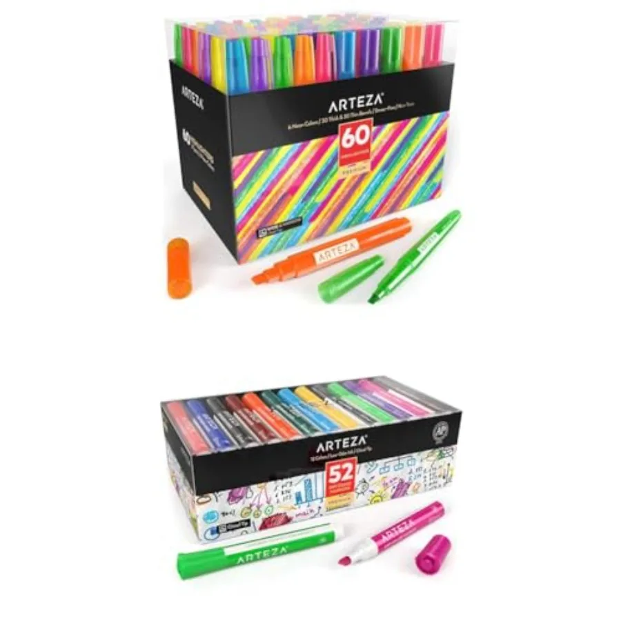 

Highlighters Assorted Colors Markers Set of 60 and Dry Erase Markers Bulk Pack of 52