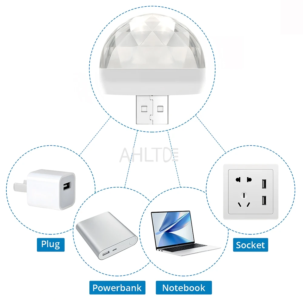 Samochodowe oświetlenie otoczenia LED USB DJ RGB Mini kolorowa dekoracja Muzyka Dźwięk Wakacje Impreza Karaoke USB-C IOS Mushroom auto Welcome Lamp
