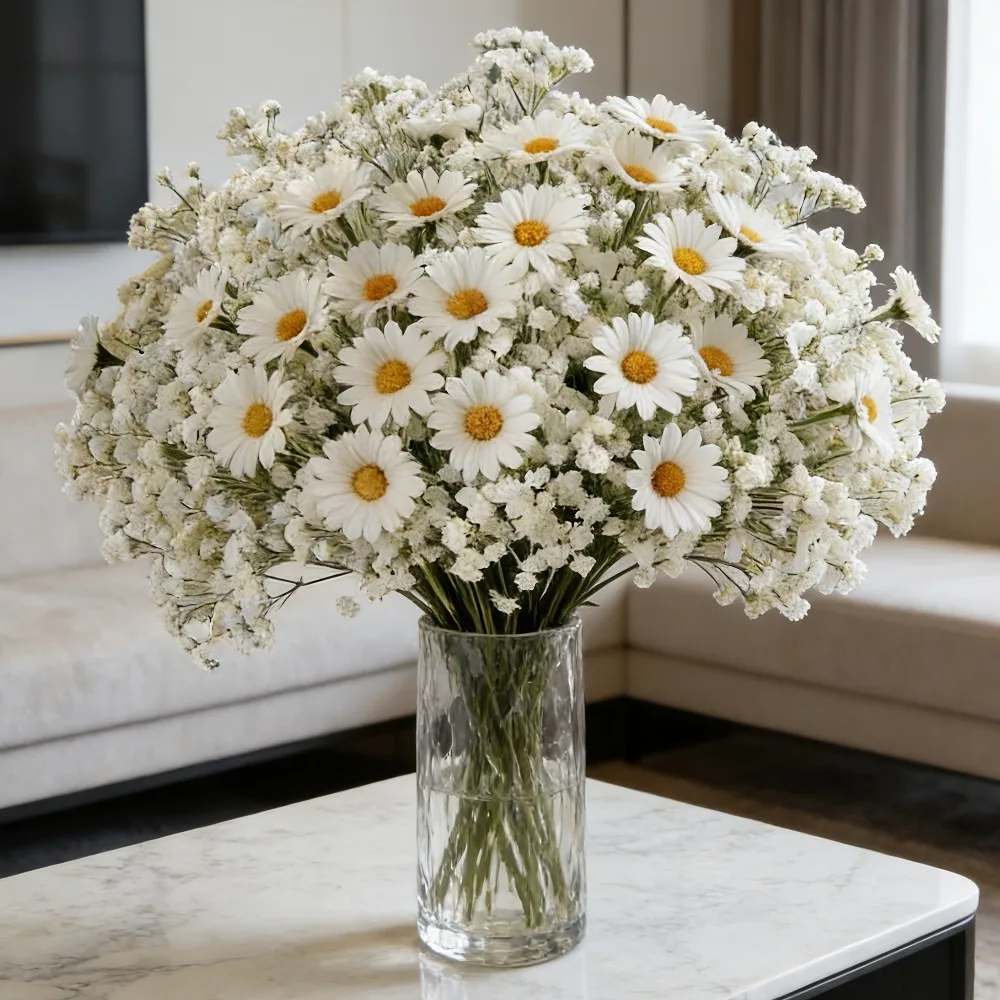 32-teiliges Künstliches Weißes Gänseblümchen- und Schleierkraut-Blumenset, Kunstblumen-Bouquet für DIY Heim-, Büro- und Hochzeitsdekoration 2026 – Detail 13
