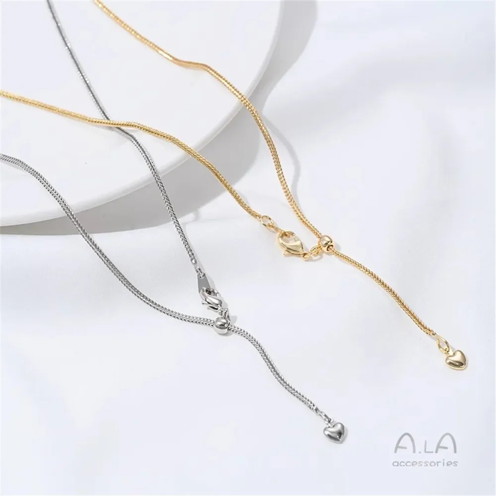 

14K Gold-wrapped Chopin Chain Light Luxury Temperament Collarbone Chain Women's Adjustable Necklace Universal Chain Bare Chain