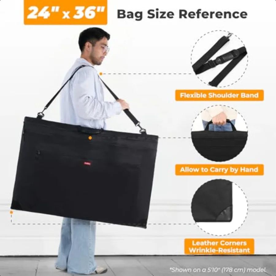 حقيبة محفظة فنية خفيفة الوزن من Nicpro مقاس 24 × 36 حافظة من القماش باللون الأسود مع حزام كتف قابل للفصل وزوايا جلدية كار #2