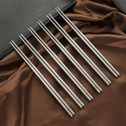 5 Pairs Chinese Metal Chopsticks Household High Temperature Sterilizable Non-slip Stainless Steel Chopsticks Kitchen Accessories