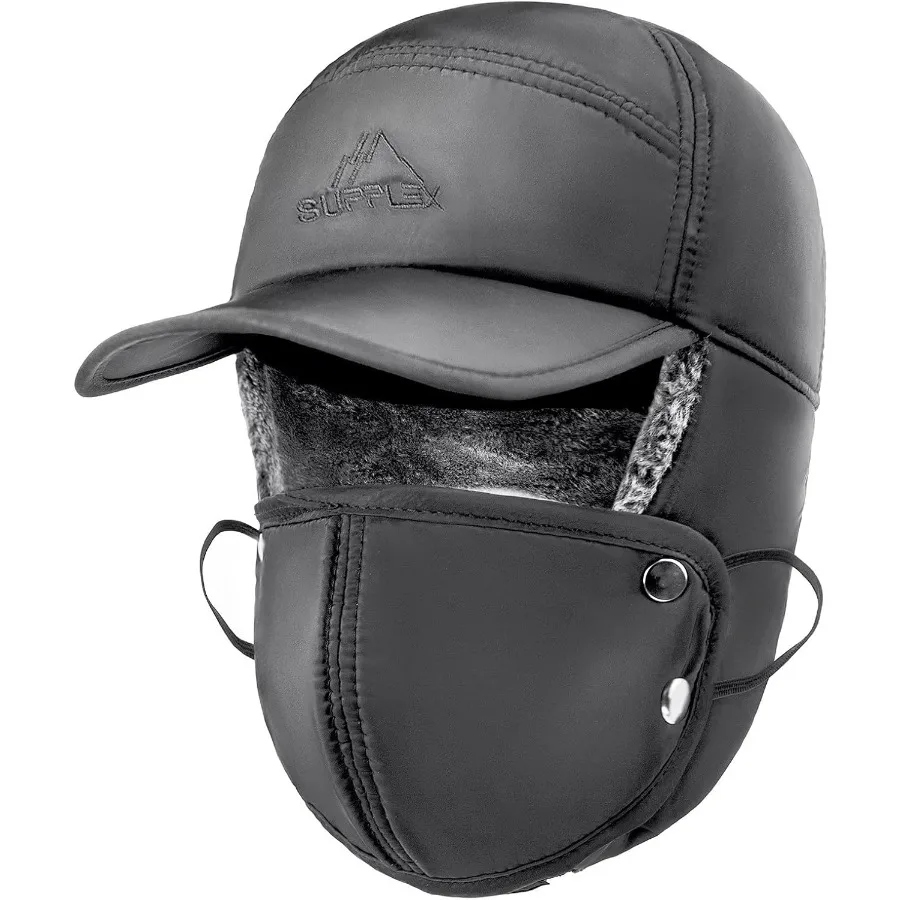 

Winter Trapper Hats for Men Warm Trooper Hunting Hat with Ear Flaps Windproof Mask Ushanka Hat for Women