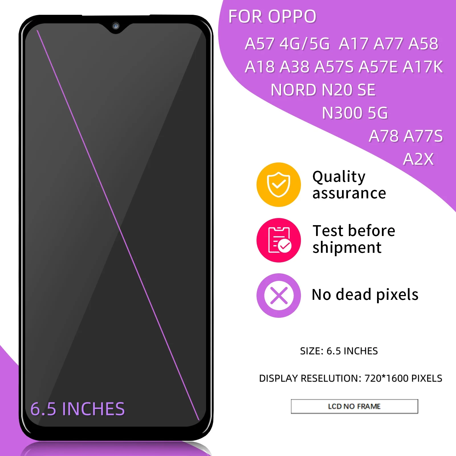 6.56 ''IPS per Oppo A57 4G Display LCD Touch Panel Digitizer parti di ricambio per Oppo A77 4G LCD