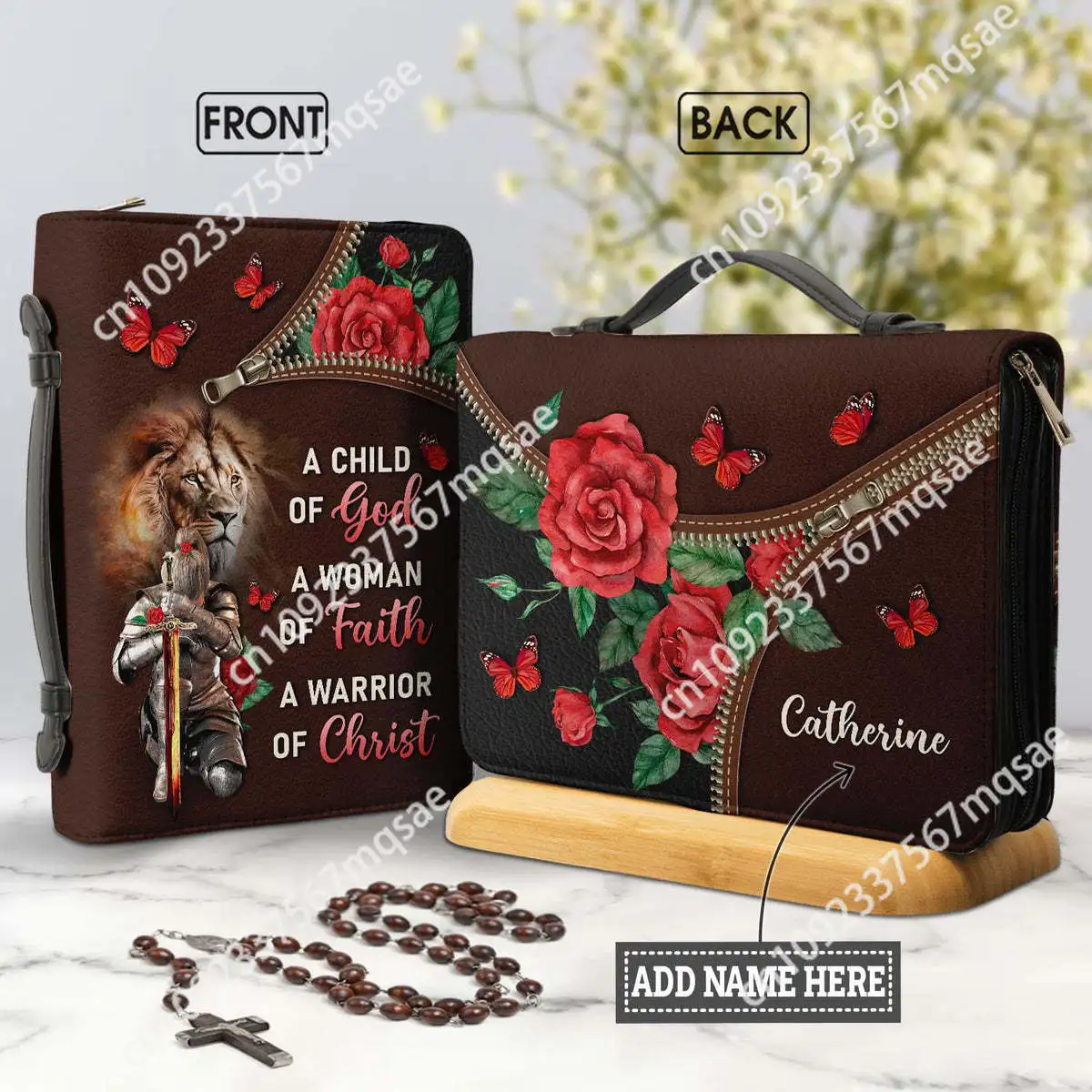 A Child Of God A Woman Of Faith Poetry Print Women's Leather Bible Bag Christianity Church Bible Study Book Holy Storage Boxes