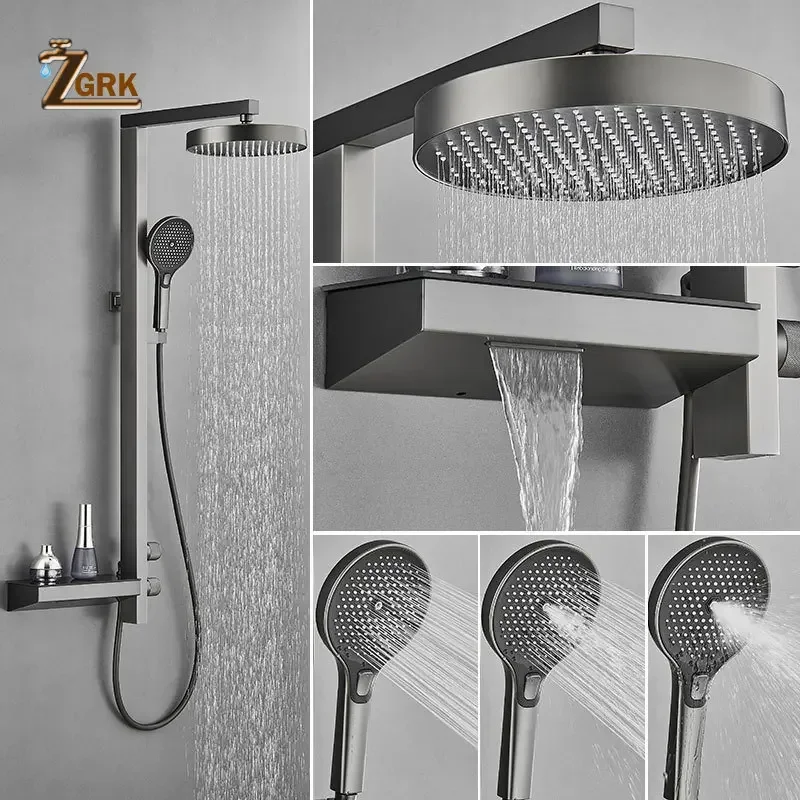 Solid Brass Bathroom Shower Set with Back Washer Function Rainfall Shower System High-quality Waterfall Mixer Faucet