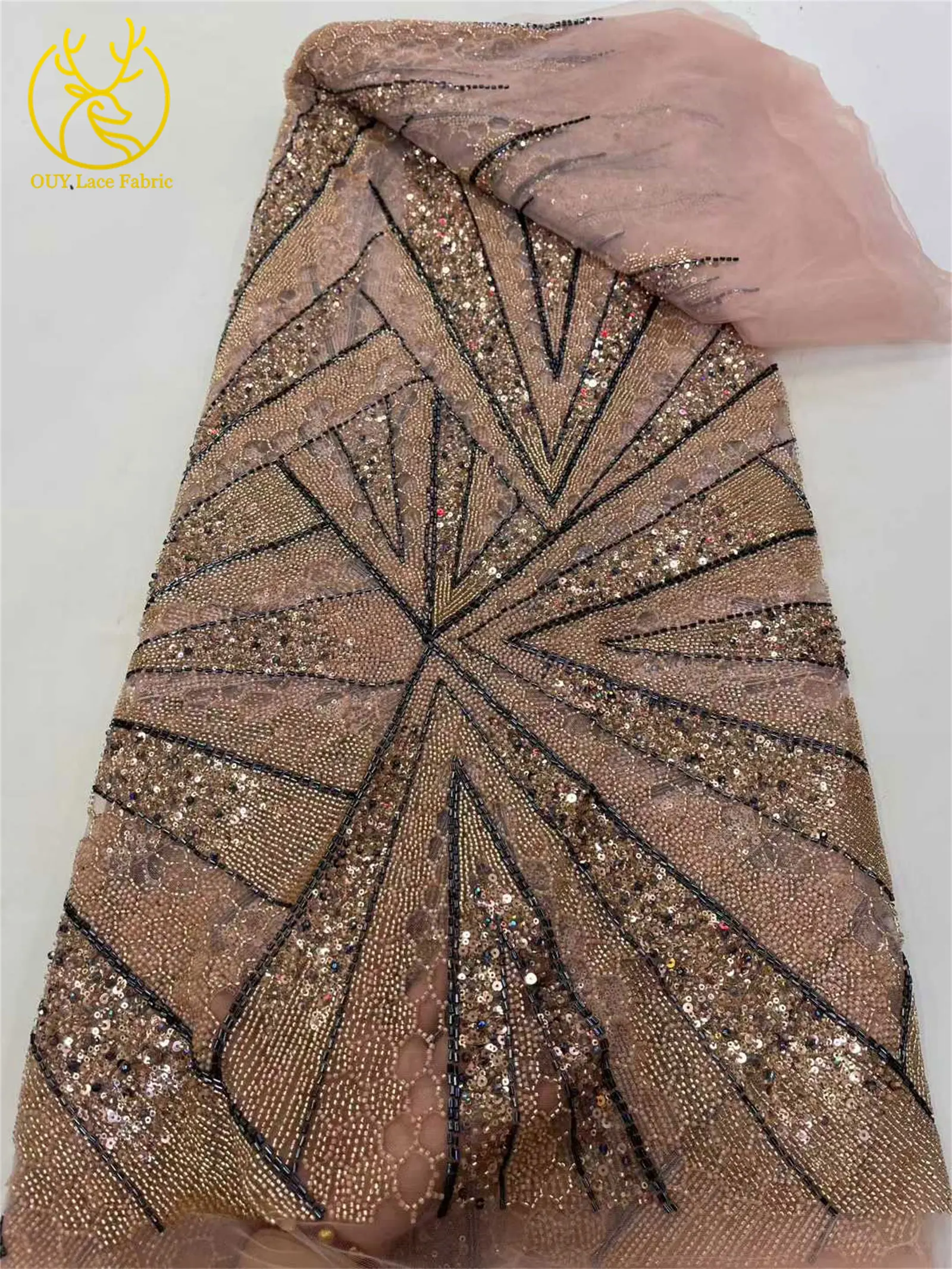 فاخر النيجيري الأفريقي مطرز العريس أقمشة الدانتيل 2025 جودة عالية الفرنسية الترتر شبكة نسيج الدانتيل فستان حفلات الزفاف المواد