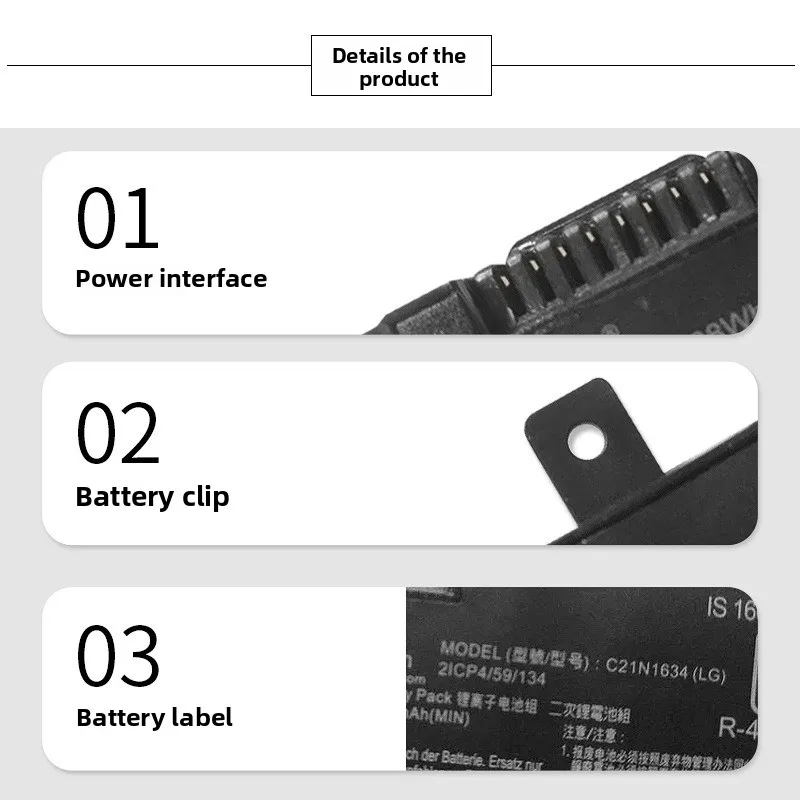 ل Asus A580U X/R542U V587U FL8000U بطارية الكمبيوتر المحمول C21N1634 7.6v 4800mah