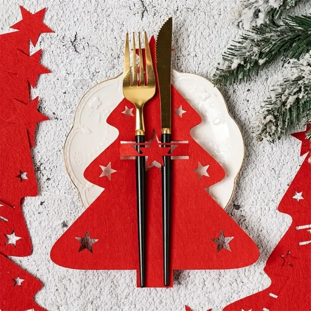 

Christmas Knife and Fork Clips, Classic Christmas Tree Bags, Cutlery Sets, Holiday Party Decorations, Table Layout and Gifts