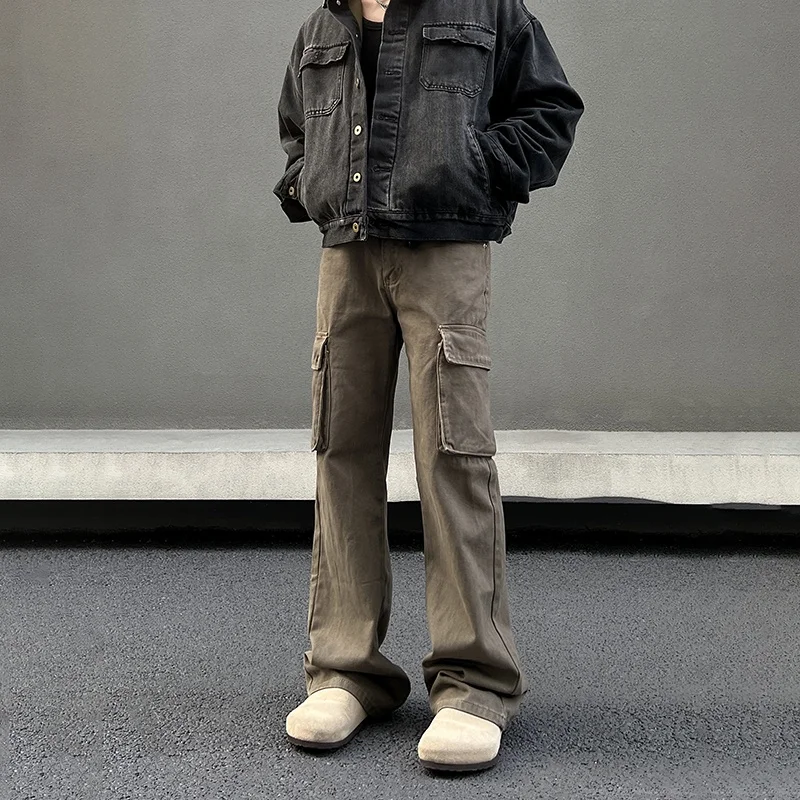 Retro Amerikaanse denim herenjeans met rechte pijpen Herfst Winter Grote maat Multi ket werkkledingbroek Jeugd Faion