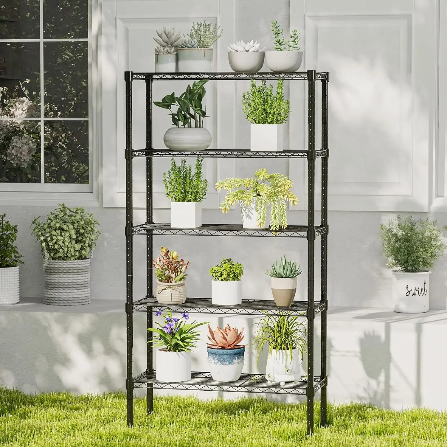 أرفف معدنية مكونة من 5 طبقات شديدة التحمل، رف تخزين فولاذي، منظم خزانة قابل للتعديل لاستخدام مستودع المرآب المنزلي #6