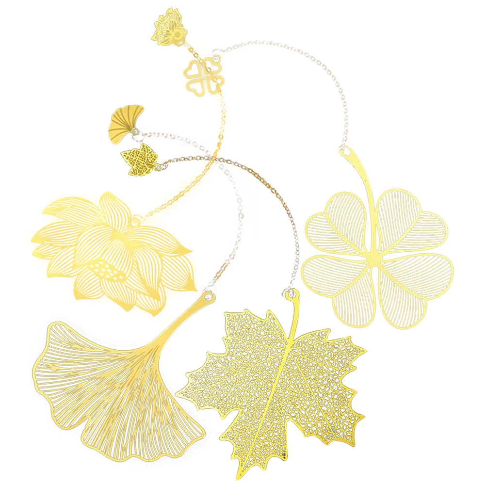 4Pcs Hollow Out Metal Bookmark Leaf Design Bookmarks for Men Reading Decorative Bookmark Gift for Book Enthusiasts