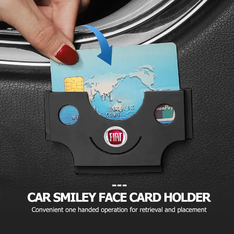 Porte-cartes ABS avec visage souriant pour Fiat, organisateur de cartes pour l'intérieur de la voiture, Tipo Panda Brave Stilo Palio Ducato Freemont Doblo
