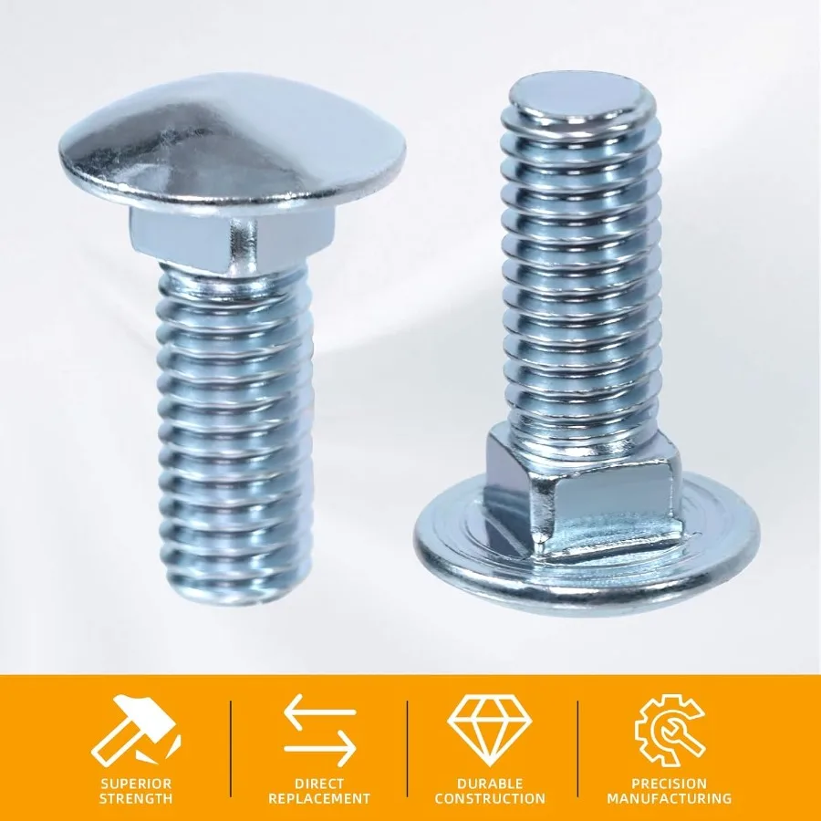 Kit de parafusos do para-choque traseiro dianteiro com tampa redonda compatível com Ford 7 1614x11 4 4 conjunto; Parafusos do para-choque cromado de transporte longo, porcas sextavadas a