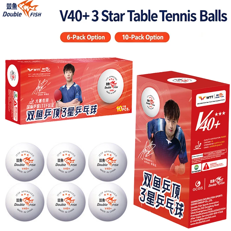 Double Fish v40+ 3‑Star Table Tennis Balls ITTF Standard ABS Ping Pong Balls Official International Competition Training Balls