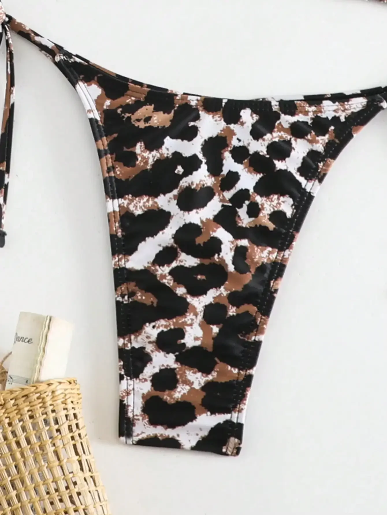 여성을위한 새로운 섹시한 스플릿 레오파드 프린트 비키니 헤드 스카프 3 피스 수영복