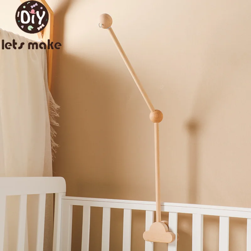 Baby Wooden Bedbell Bracket 0-12 Months Wooden Mobile Bed Bell Bracket Newborn Cloud Bed Bell Hanging Toys Newbaby Rattle Toys